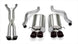 CORSA Performance Axle-Back Sport exhaust system installed on a vehicle, showcasing sleek metal pipes and polished tips.