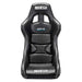 Black Sparco QRT-R 2019 vinyl race seat with side mount, designed for racing and high-performance driving.
