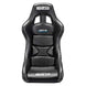 Black Sparco QRT-R 2019 vinyl race seat with side mount, designed for racing and high-performance driving.