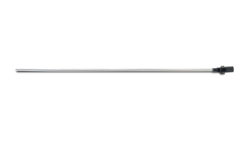 Vibrant replacement dipstick for large oil catch can, showing the long metal rod with measurement markings inside a catch can.
