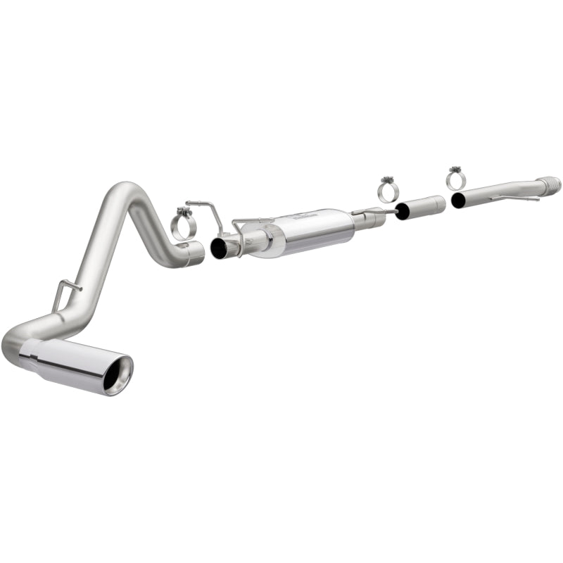 Magnaflow catback exhaust system for Chevy Silverado V8 5.3L with single rear exit, stainless steel construction, for 14 model.