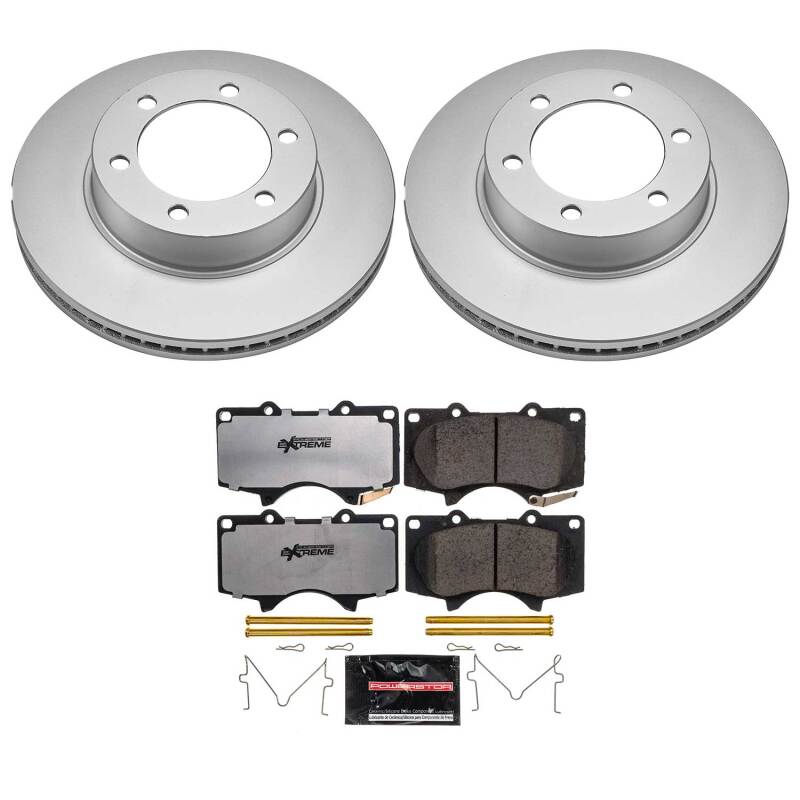 PowerStop Z36 coated front brake kit for 2001-2007 Toyota Sequoia, including performance brake components for trucks and towing.
