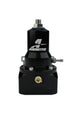 Aeromotive fuel pressure regulator with 30-120 PSI range, .313 valve, dual AN-10 inlets, and bypass for automotive performance.