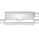 MagnaFlow Mag SS muffler with 18x5x8 inch dimensions and 3/2.5 inch O/D, showing polished stainless steel construction.