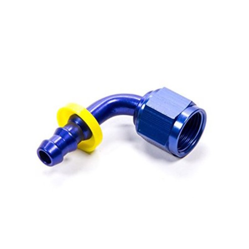 Fragola black -8AN to -6AN 90-degree push-lite hose end fitting for fuel cell conversion, durable and precisely designed.