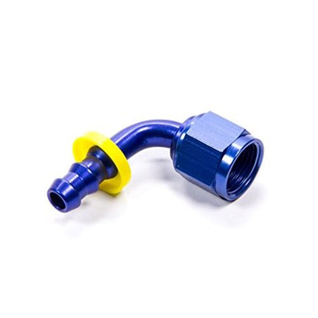 Fragola black -8AN to -6AN 90-degree push-lite hose end fitting for fuel cell conversion, durable and precisely designed.