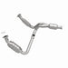 MagnaFlow catalytic converter direct fit for Chevy Avalanche 5.3L (2009-2013) engine, showing the metallic component and inlet/outlet ports.