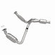 MagnaFlow catalytic converter direct fit for Chevy Avalanche 5.3L (2009-2013) engine, showing the metallic component and inlet/outlet ports.