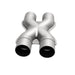 MagnaFlow Smooth Trans X 3/3 X 14 stainless steel exhaust X pipe showing polished metal and detailed construction.