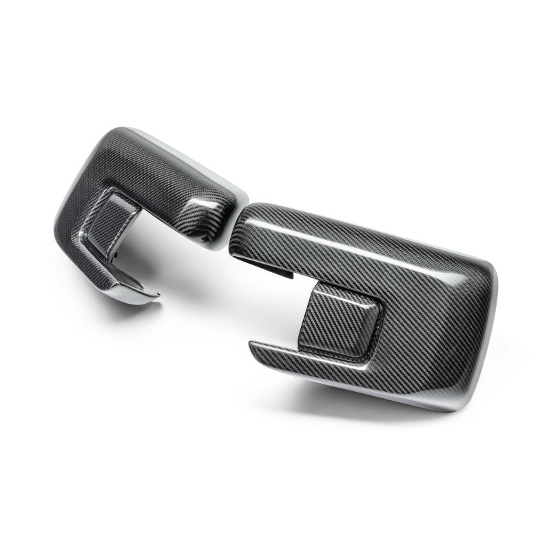 Anderson Composites carbon fiber mirror caps for Ford F-150 2021-2025, showcasing sleek, lightweight automotive accessory design.