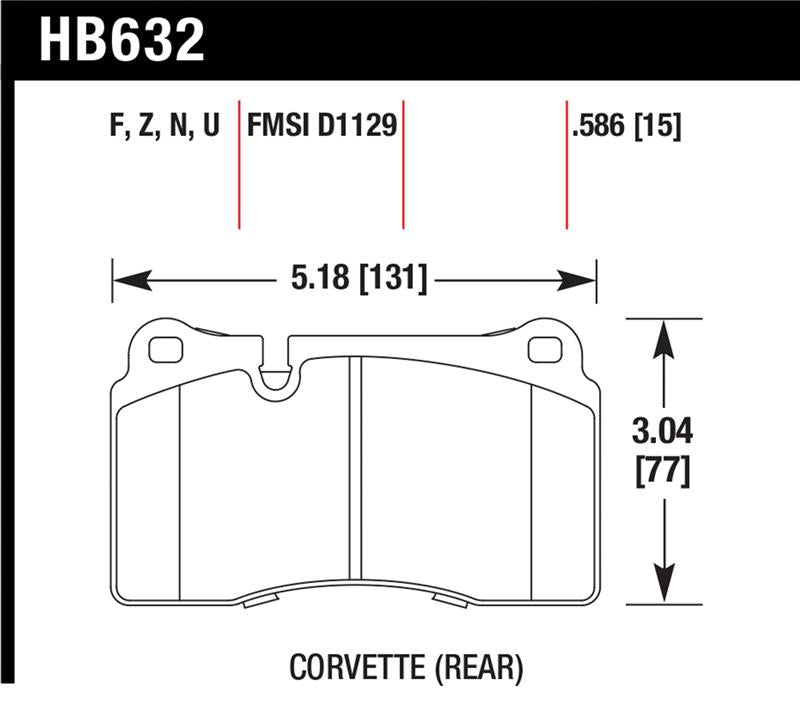 Hawk Performance front brake pads for VW Touareg 06-10 and Corvette Z06/ZR-1 09-11 with carbon ceramic brake package and iron rotors