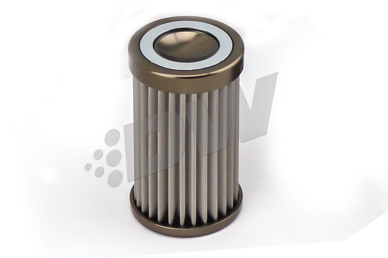 DeatschWerks stainless steel 10 micron universal fuel filter element for 110mm housing, designed for efficient fuel filtration.