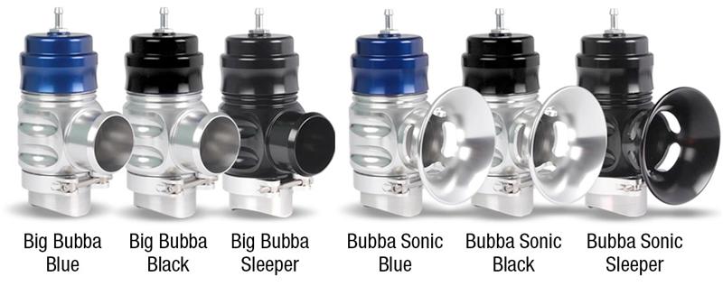 Turbosmart Universal Bubba Sonic BOV blow off valve with black finish and sleek design, showcasing its compact, high-performance build.