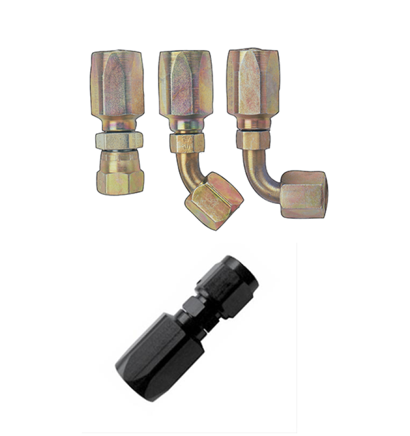 Fragola -6AN straight hose end fitting for power steering applications, durable metal construction, detailed view of fitting.