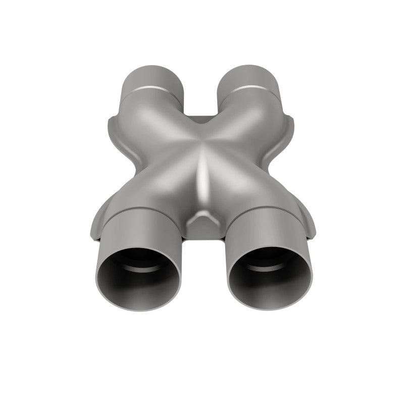 MagnaFlow Smooth Trans X 3/3 X 14 SS exhaust X pipe with polished stainless steel finish, designed for vehicle exhaust systems.
