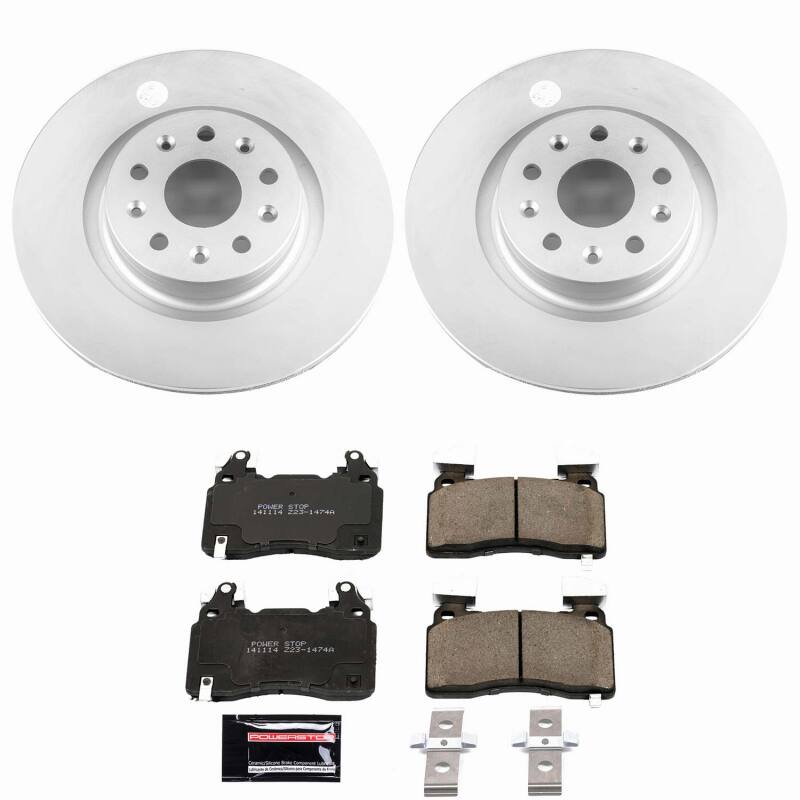 PowerStop Z23 coated front brake kit for 2016-2018 Cadillac CT6, performance brake kit with rotors and pads.