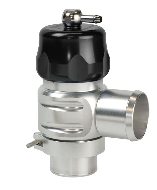 Turbosmart BOV Plumb Back Uni 38mm black blow off valve installed on a turbocharged engine system.