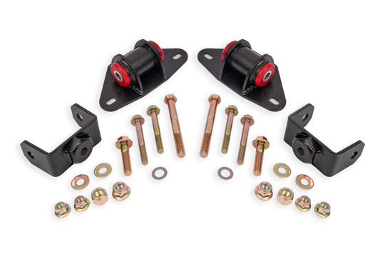 Black Hammertone BMR Suspension engine mount kit for 2014-2019 Chevrolet Corvette, showing close-up of the motor mounts.