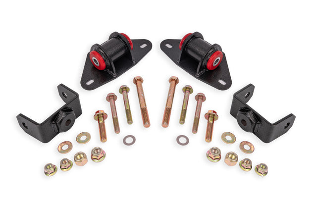 Black Hammertone BMR Suspension engine mount kit for 2014-2019 Chevrolet Corvette, showing close-up of the motor mounts.