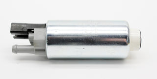 Walbro 255lph high pressure fuel pump for automotive use, shown with metal body and electrical connections.
