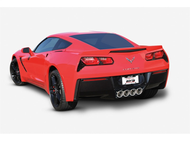 Borla catback exhaust system for 2014-2015 Chevy Corvette C7 with quad rear tips and Atak design, without AFM or NPP.