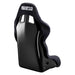 Black Sparco Seat Evo QRT X race seat with racing harness openings, designed for high-performance motorsport racing.