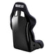 Black Sparco Seat Evo QRT X race seat with racing harness openings, designed for high-performance motorsport racing.