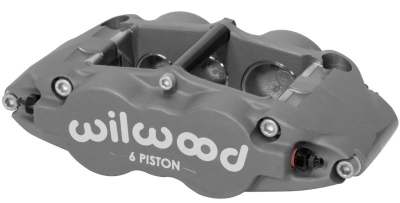 Wilwood Forged Superlite 6R-R brake caliper with 1.62/1.12/1.12-inch pistons, designed for 1.25-inch disc brake systems