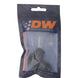 DeatschWerks matte black 8AN ORB male to 8AN male flare low profile 90-degree swivel fitting for automotive use