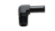 Vibrant 3/8 NPT to 3/8 barb 90-degree fitting showing metal fitting with threaded and barbed ends for fluid connections.
