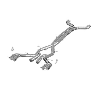 MBRP catback exhaust system for 2016 Chevy Camaro V8 6.2L with dual 4.5-inch quad wall tips, stainless steel T409 race muffler.