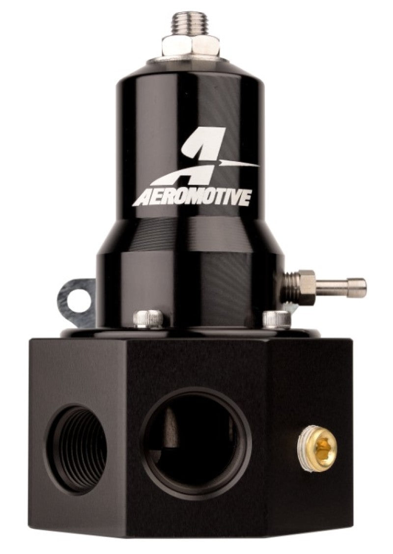 Aeromotive adjustable fuel pressure regulator with .313 valve, -3x -8 outlet, -10 inlet and return, designed for precise fuel control