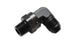 Vibrant 8AN to 1/4 inch NPT male swivel 90-degree adapter fitting, metal fittings for hydraulic or fuel systems.