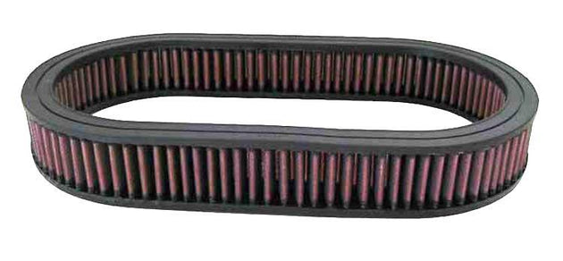 K&N Engineering custom oval drop-in air filter with 7.75-inch width, 14.625-inch length, and 2-inch height for vehicle air intake