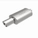 MagnaFlow stainless steel muffler with tip, 14x5x8 inches, featuring dual inlet and outlet pipes, for vehicle exhaust system.