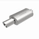 MagnaFlow stainless steel muffler with tip, 14x5x8 inches, featuring dual inlet and outlet pipes, for vehicle exhaust system.