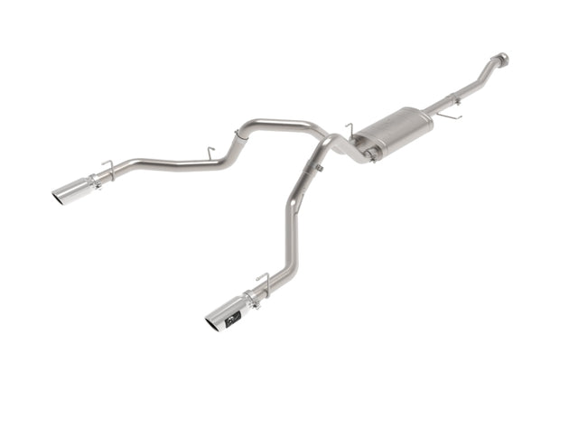 aFe 21-26 Ford F150 Tremor Gemini XV 3-inch stainless steel cat-back exhaust with dual rear exit and polished tips.