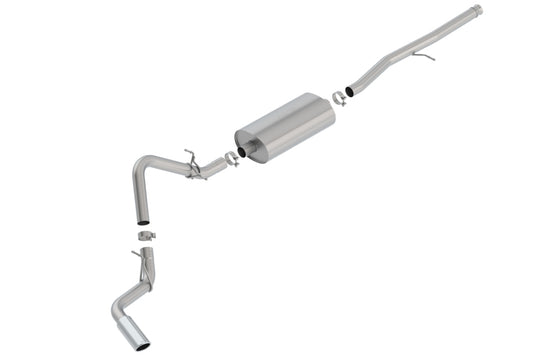Borla catback exhaust system for 2019 Chevrolet Silverado/Sierra 1500 V8 5.3L, stainless steel, with dual rear exit.