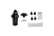 Turbosmart FPRF6 black fuel pressure regulator and filter for automotive fuel system, with hoses and fittings visible.