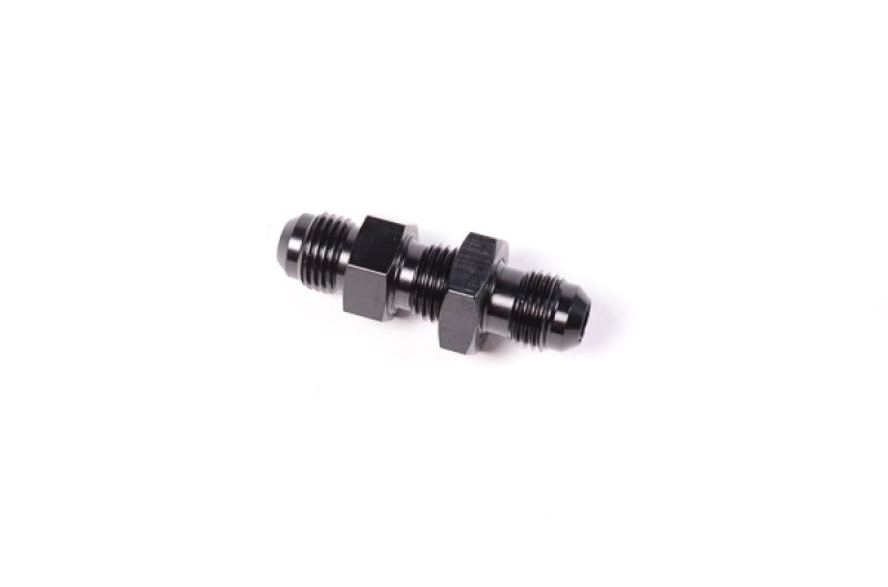 Radium Engineering 6AN bulkhead fitting with jam nut, showcasing the durable metal construction and threaded design.