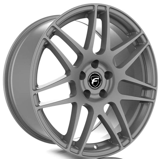 Forgestar F14 17x10 cast wheel in gloss anthracite with 5x114.3 bolt pattern, ET50 offset, 7.5-inch backspacing.