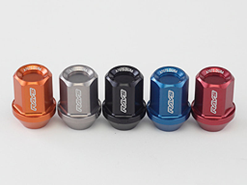 Rays Dura-Nut L32 straight type lug nut set in gunmetal, 12x1.25 thread, 16 lug nuts with 4 locking nuts for vehicle wheels.