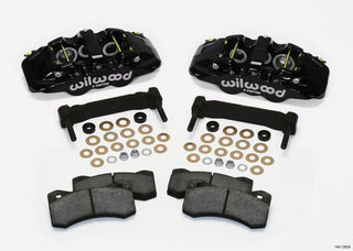 Wilwood AERO6 front caliper and bracket kit in black for 97-13 C5/C6 Corvette with OEM HD/Z51 rotors, part of big brake kits.