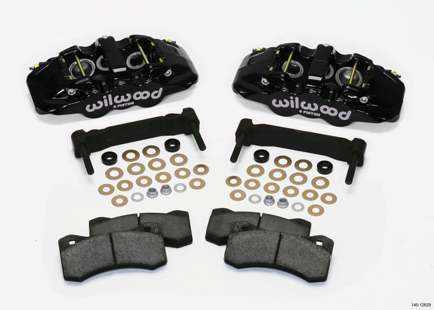 Wilwood Aero6 front caliper and bracket kit in black for 97-13 Corvette C5/C6 with OEM HD/Z51 rotors, part of big brake kits.