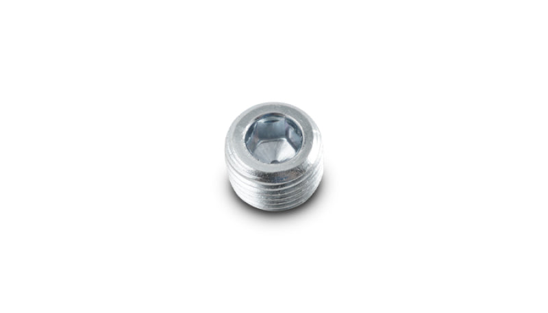 Vibrant zinc-plated mild steel 1/8in NPT male plug fitting for EGT weld bung, showcasing the threaded design.