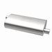 MagnaFlow Mag SS muffler with 22x5x11-inch dimensions, showcasing the stainless steel construction and inlet/outlet design.