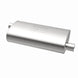 MagnaFlow Mag SS muffler with 22x5x11-inch dimensions, showcasing the stainless steel construction and inlet/outlet design.
