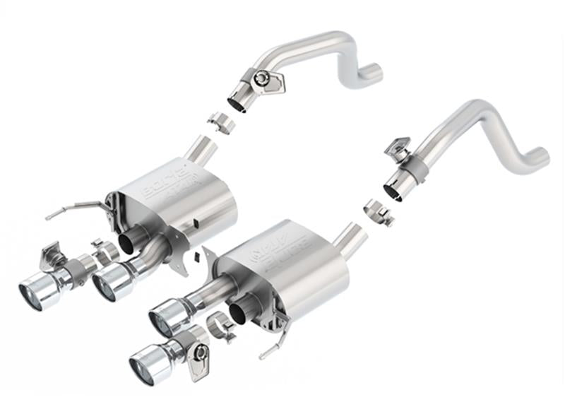 Borla catback exhaust for 2014 Chevrolet Corvette C7 6.2L V8, rear section with dual-mode NPP exhaust system.