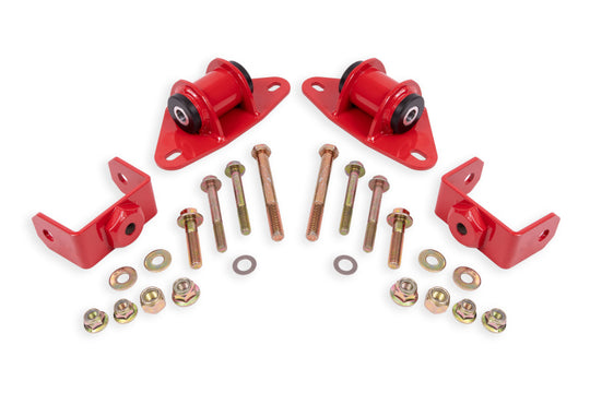 Red BMR Chevrolet Corvette engine mount kit for 2014-2019 models, featuring durable engine mounts from BMR Suspension.