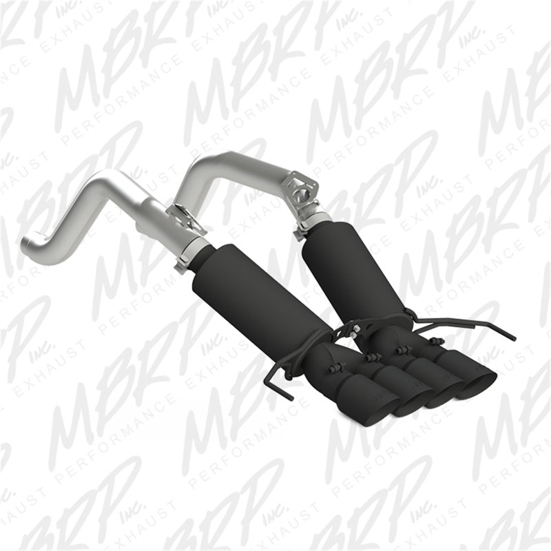 MBRP catback exhaust system for 2014-2019 Chevy Corvette V8 6.2L with black finish and 4-inch quad dual wall tips.